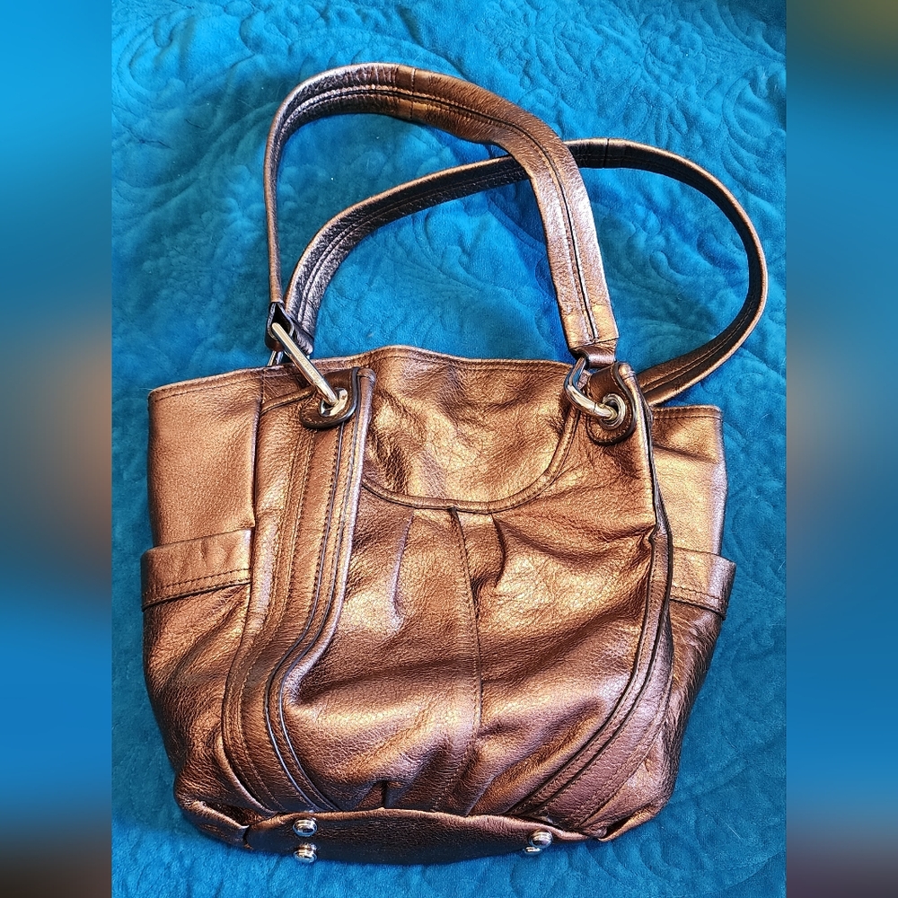 B. Makowsky Leather Bronze Purse Handbag